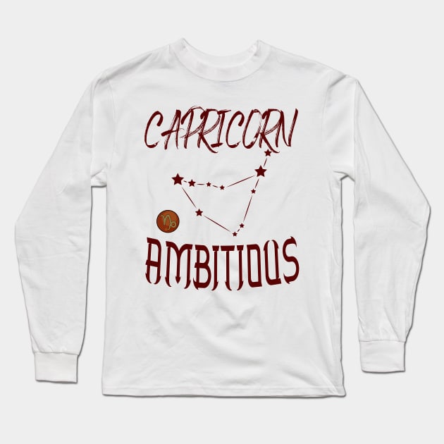 Capricorn Ambitious Long Sleeve T-Shirt by KrasiStaleva